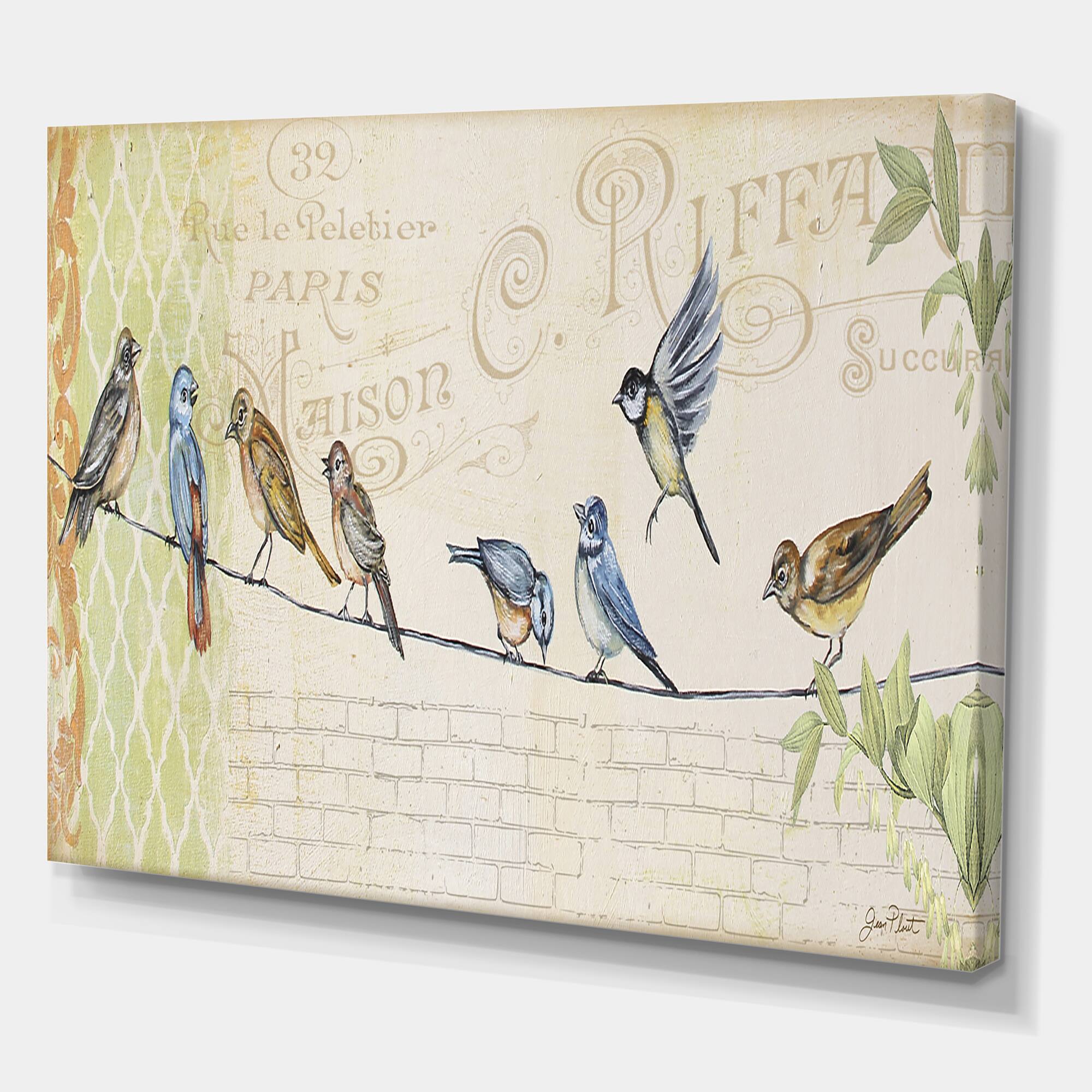 Designart - Birds Gathered On Wire Paris III